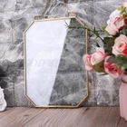 Восьмиугольный плавающий подвесной металлическая фоторамка стеклянный портретный фото образец растения Дисплей Держатель двухсторонний украшение для дома