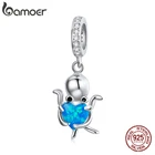 Женский браслет bamoer SCC1831, из стерлингового серебра 925 пробы с Синим Опалом и цирконием