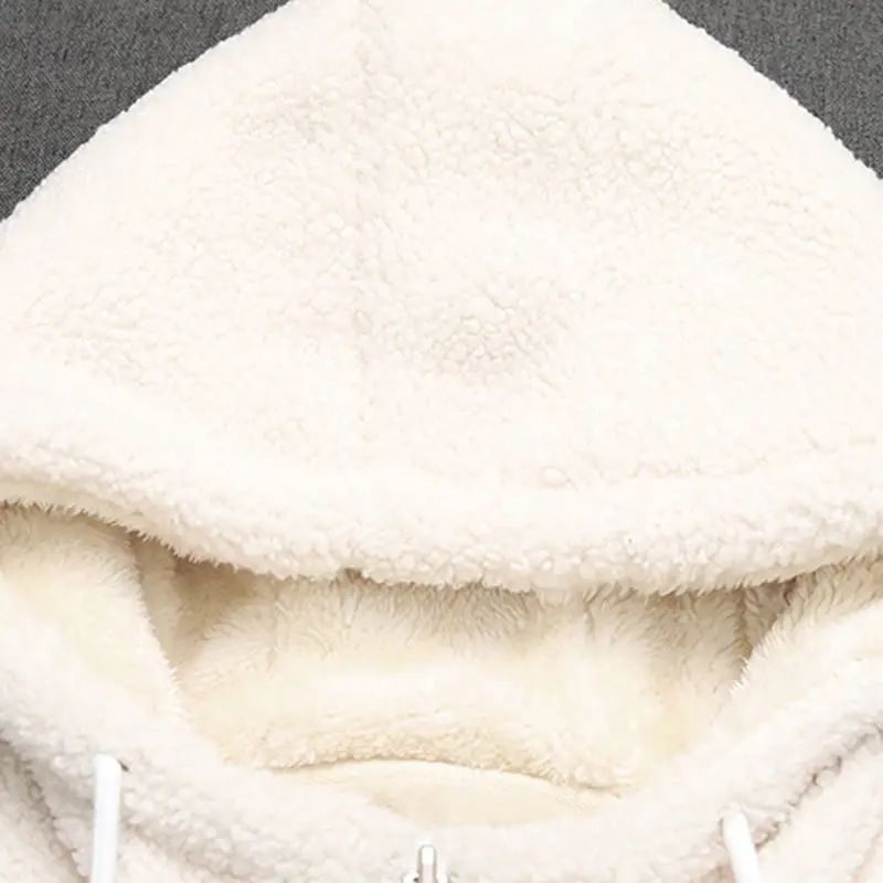 

Sportswear Women's Autumn and Winter Jackets Cardigan With Plush and Thick Hooded Warm Medium Long Wool Coat