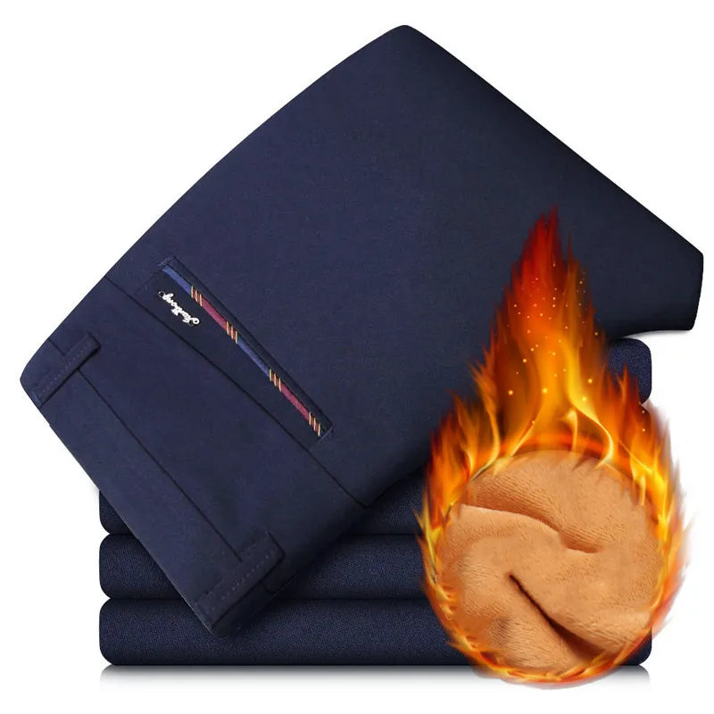 Новые зимние плотные бархатные флисовые теплые мужские облегающие джинсы