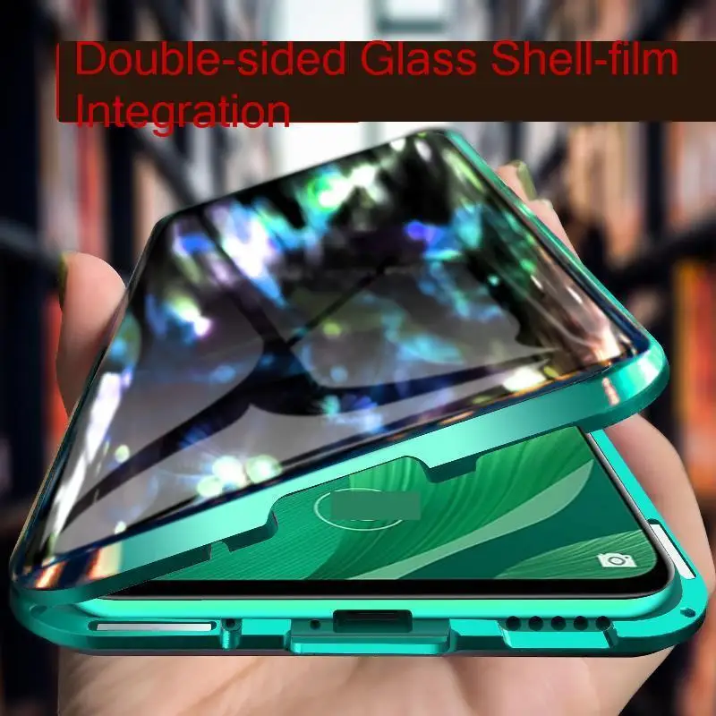 Двухсторонний Магнитный стеклянный чехол с поглощением на 360 градусов для Huawei Honor