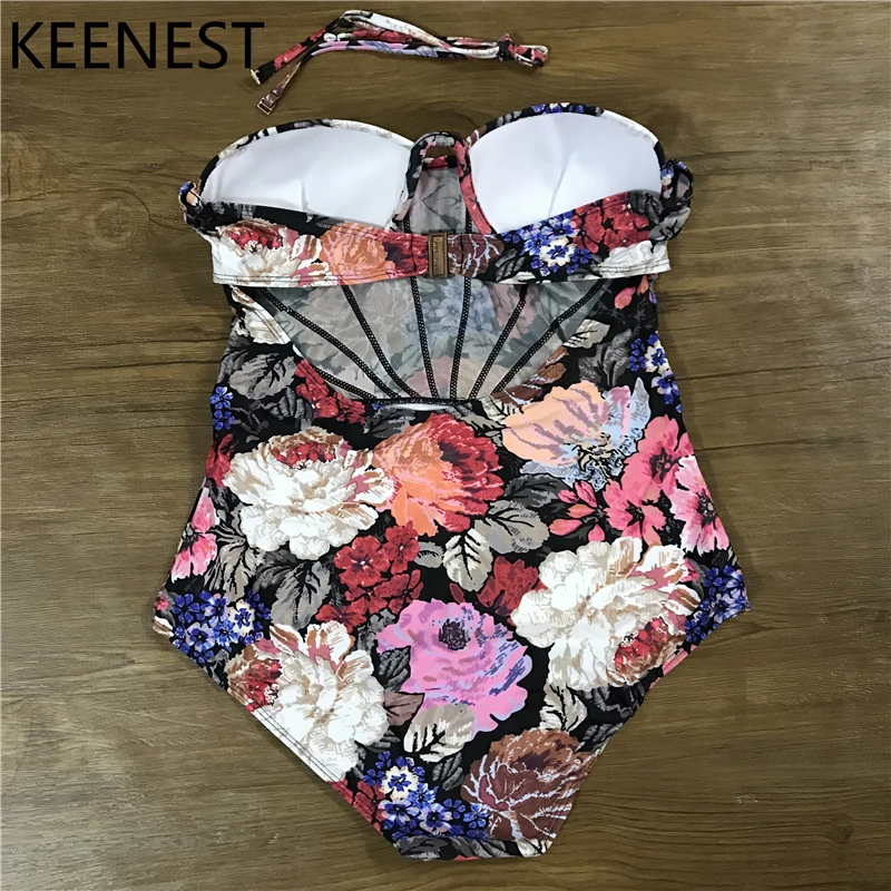 KEENEST цветочный цельный купальник женский купальник Mayokini пуш-ап