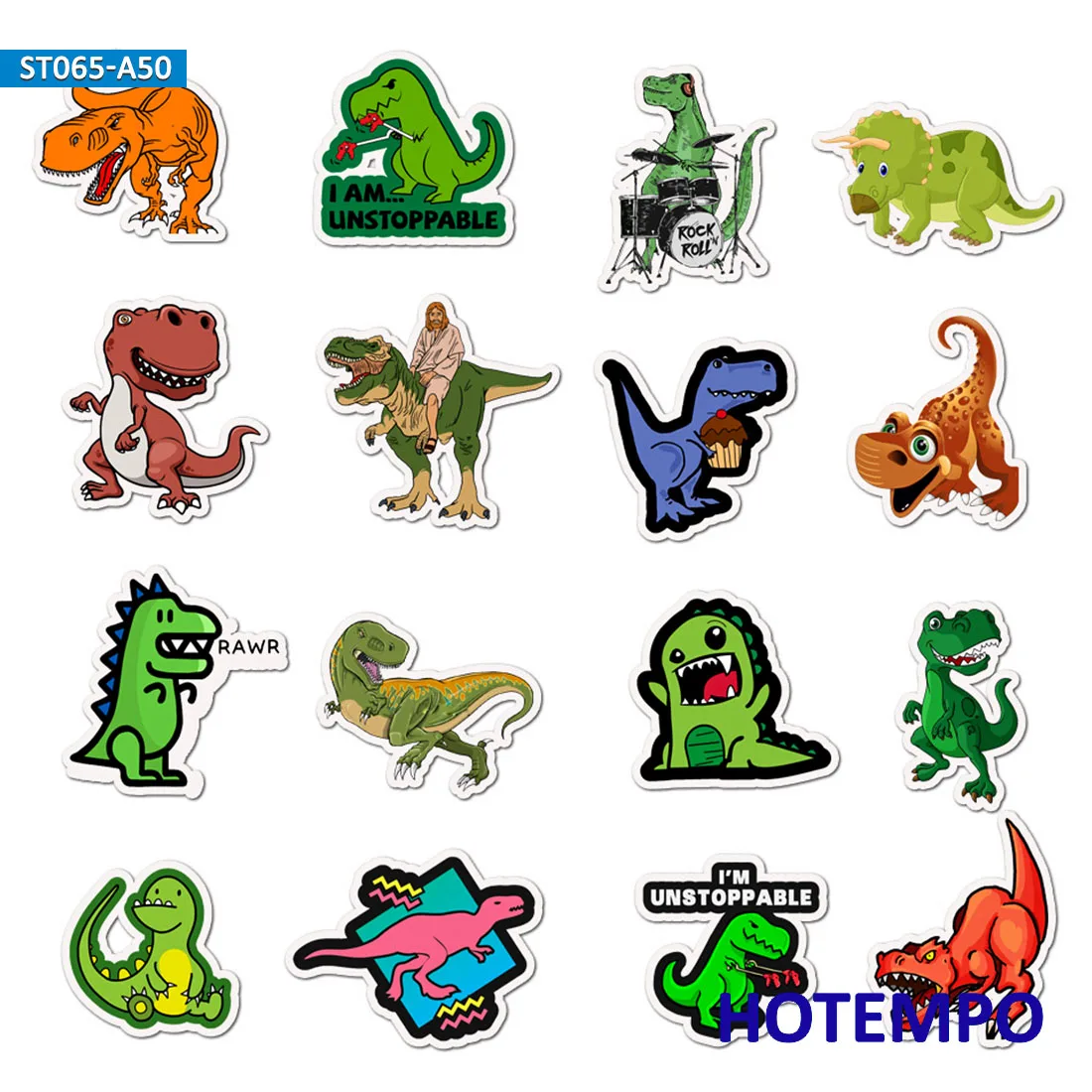 50pcs Cute Dino Anime Dinosaur Stickers for Boy Children Kids Gift Scrapbooking Stationery Mobile Phone Laptop Cartoon Stickers