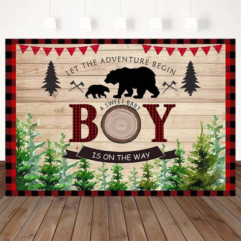 Фон для фотосъемки с изображением медведя и оленя в клетку|Фон фотосъёмки| |