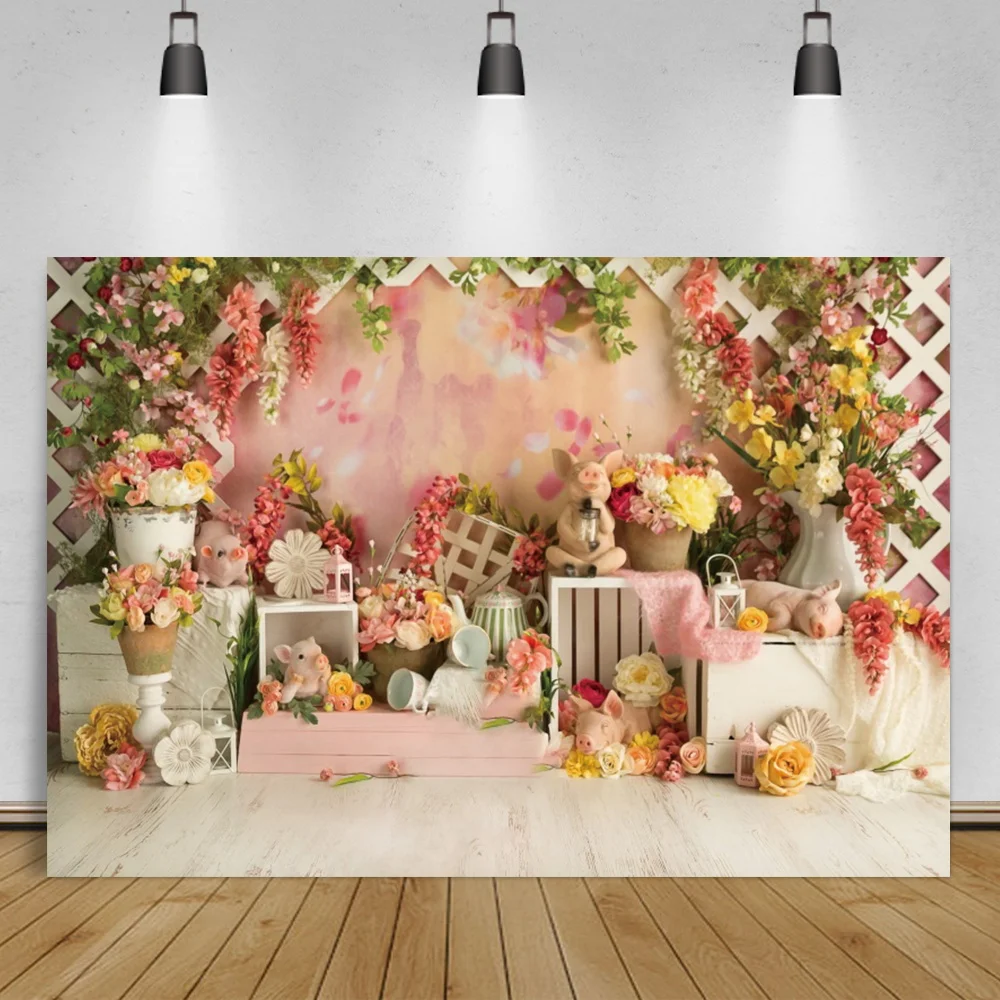 

Photo Backdrop Spring Festivals Potted Flowers Baby Toys Light Bokeh Party Child Photozone Photographic Background Photo Studio