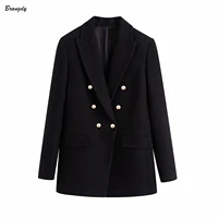 womens black blazers office formal ladies work blazer autumn 2020 female long sleeves jackets solid coats elegant outerwear