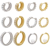 mini small hoop earrings pearl cubic zirconia jewelry geometric heart star cz gold silver color earring big rivet circle elegant