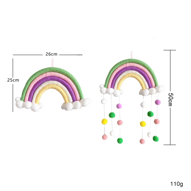 

New INS Style Baby Girl Room Decor Kid Bedroom Decor Woven Rainbow Hanging Decor Girl Boy Room Handmade Rainbow Hanging Decor