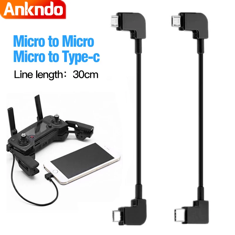 

ANKNDO Micro Usb To Micro UAV Cable 90 Degree Drone Controller Connect Smartphone Type Usb C To Micro 30cm Charging Data Cable