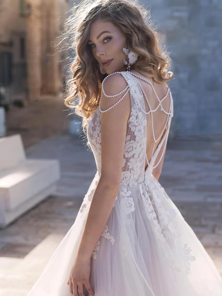 

BAZIIINGAAA Simple Wedding Dress Lace Little Beading Strapless Dress Luxury Wedding Gowns Bridal Can Be Washed Bride Dresses