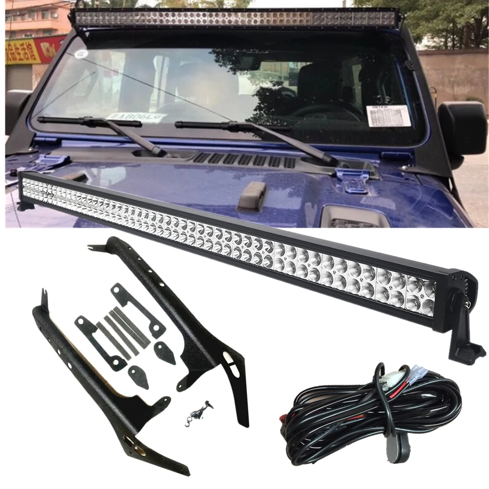 

Car Roof 52 Inch 300W LED Work Light Bar With Upper Windshield Mounting Brackets For Jeep Wrangler JL JLU 2018 2019+