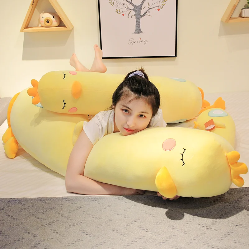 

100/120cm Big Sleep Pillow Lovely Yellow Duck Plush Toy Super Soft Animal Doll for Girls Kids