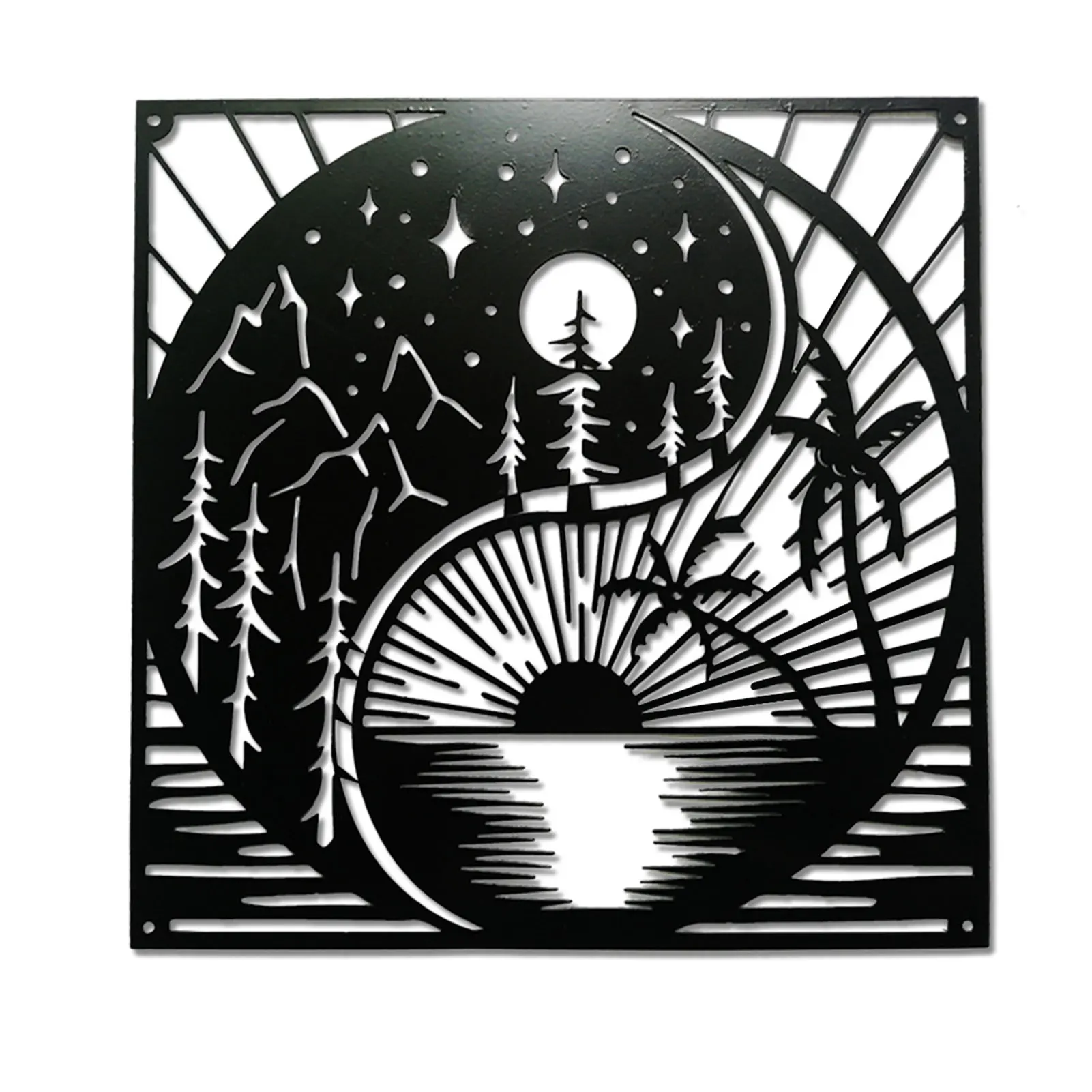 

Металлический Настенный декор, черная круглая металлическая Настенная картина 12,6, Декор, природа, тема, современное металлическое Изображе...