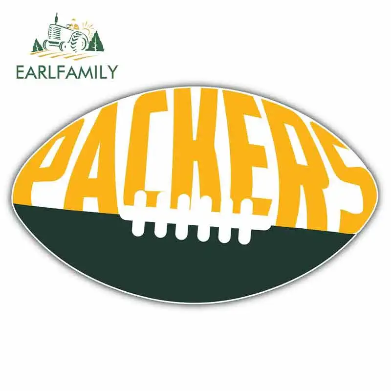 EARLFAMILY 13 см x 8,1 см для Green Bay Packers Ball Sport логотип виниловые наклейки на машину JDM бампер багажник грузовик графика тонкая наклейка