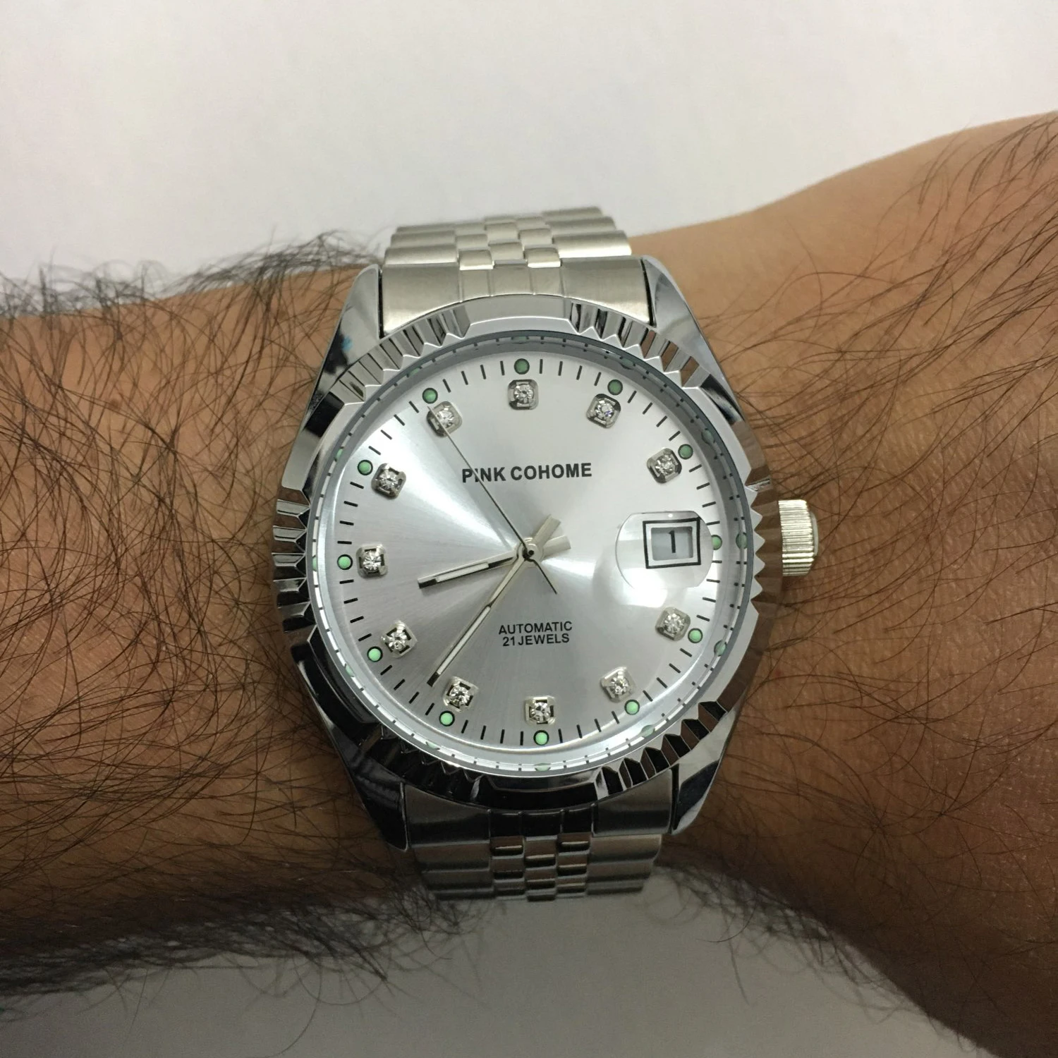 Мужские автоматические механические часы с ремешком из нержавеющей стали 316L -