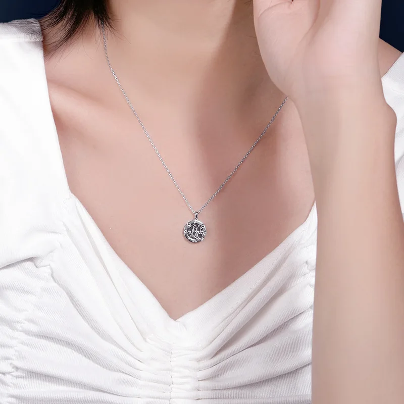 

Blue gold sand red gold sand pendant necklace 925 sterling silver pendant necklace female clavicle chain