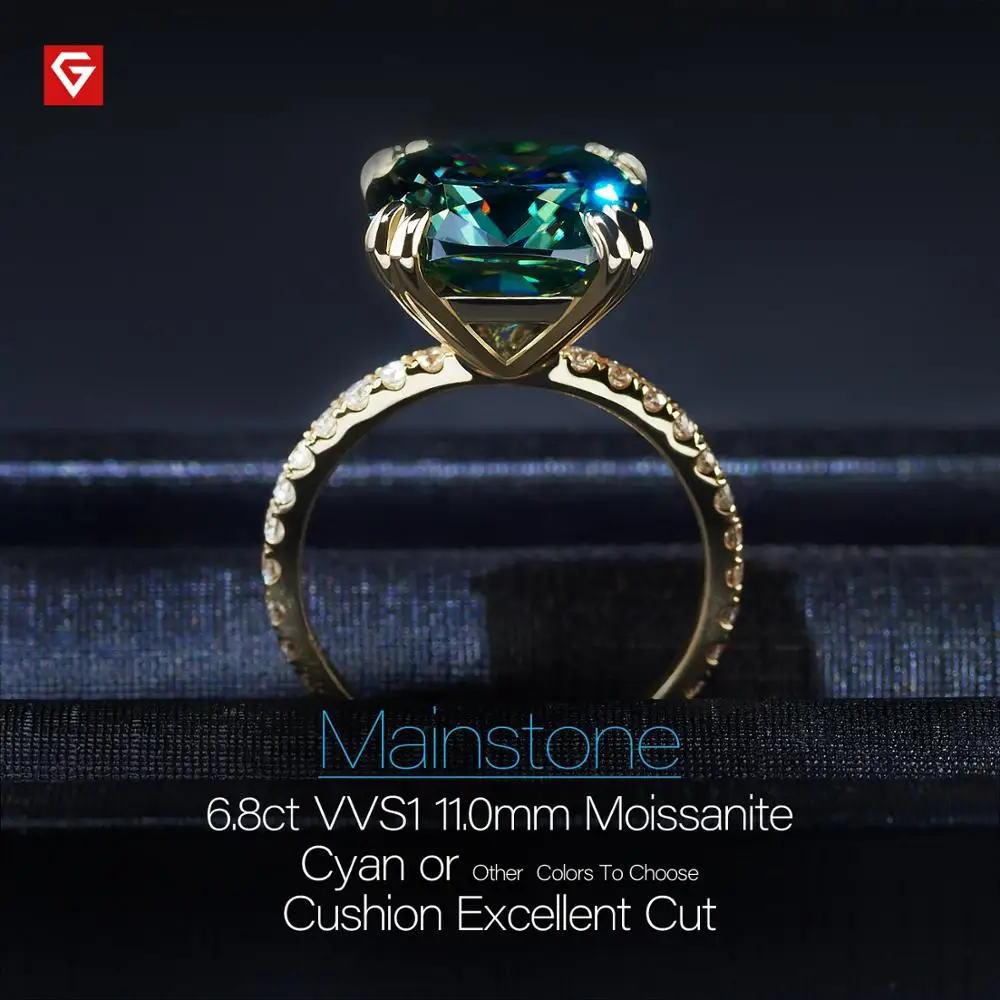 GIGAJEWE всего 6.8ct 11 0 мм Moissanite D VVS1 подушкой огранки по индивидуальному заказу 14K