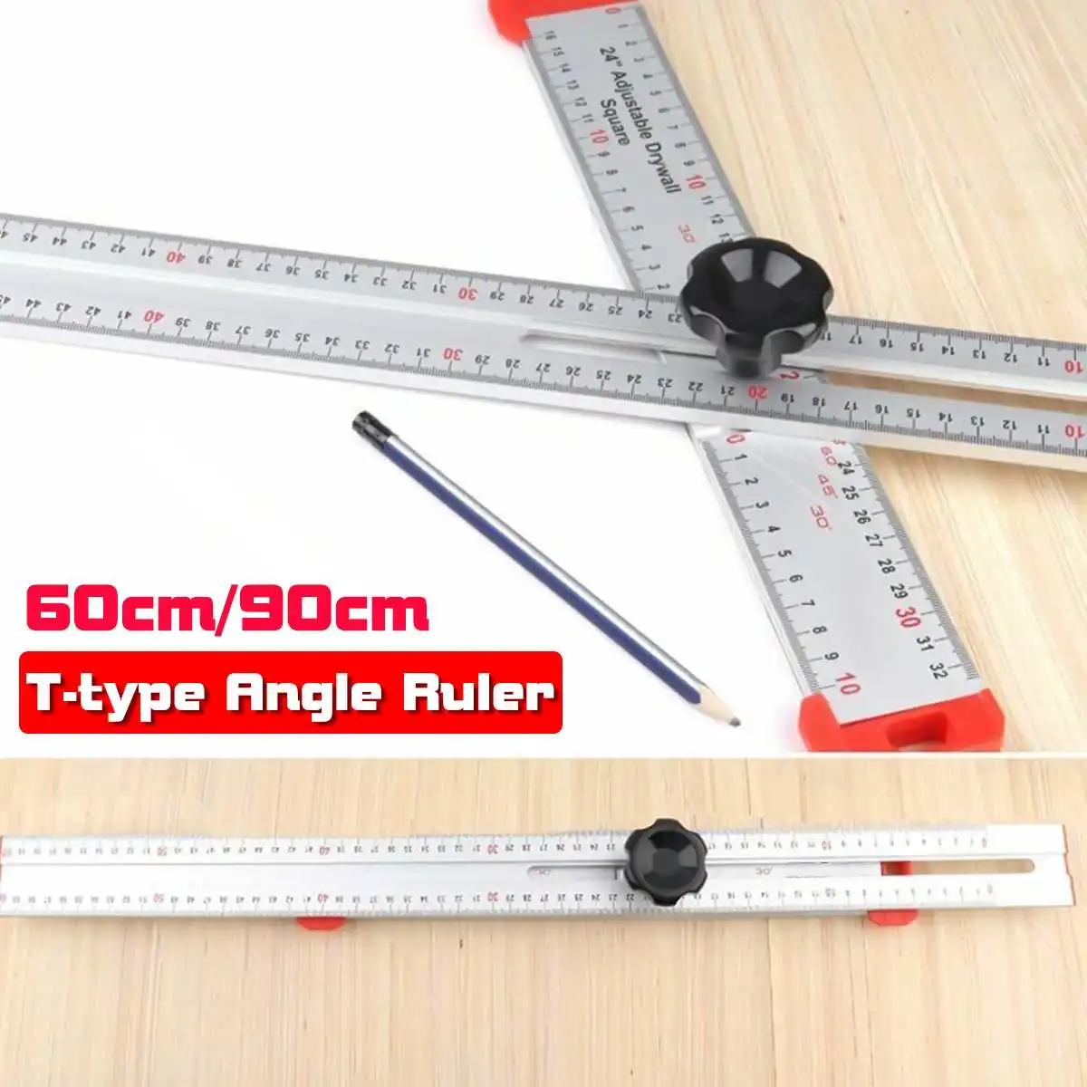 

NEW 60/90CM High Precision Angle Ruler Woodworking Scribe Drawing Marking Gauge Crossed-Cut T-type Ruler Measuring Tools