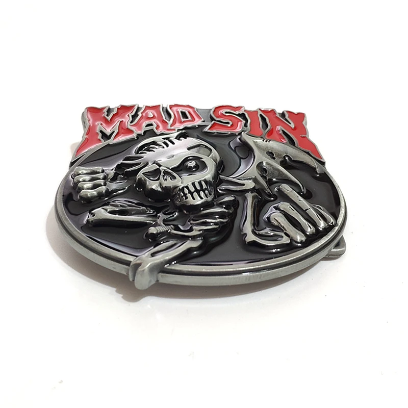Мужская металлическая пряжка с черепом The Mad Sin в стиле панк-рок крючки для ремня 4