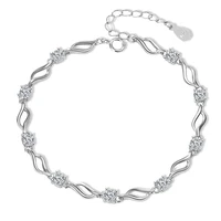 womens bracelets s925 pure silver zircon female korean version of the new crystal love small design simple hand ornaments