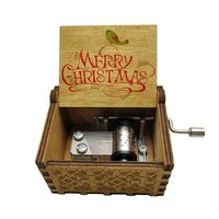wooden box hand music box merry christmas theme caixa de musica a birthday present party casket decoration xmas gift