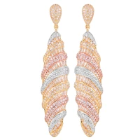 larrauri luxury fashion jewelry statement earrings for women geometry full mirco paved cubic zircon cz dubai wedding earrings