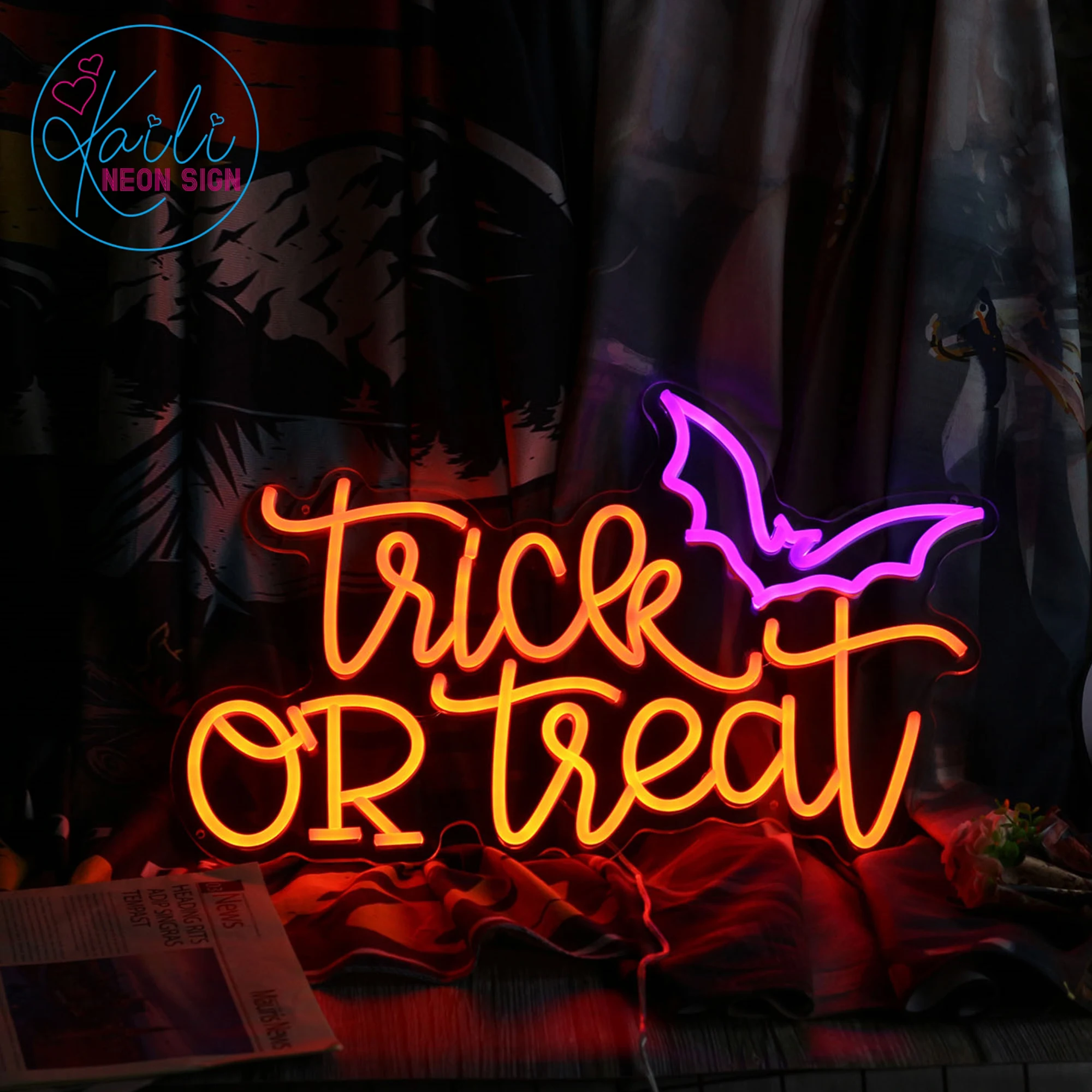 

Custom Led Flex Neon Sign Decorate jack-o-lanterns/ghost/bat for Halloween Visual Art Wall Hanging Flexible Lighting decoration