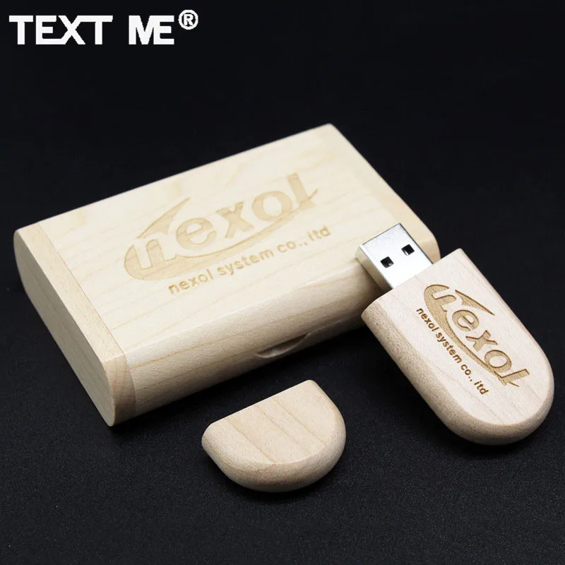 TEXT ME гравировка по дереву клен дерево + коробка логотип печать usb флэш-накопитель