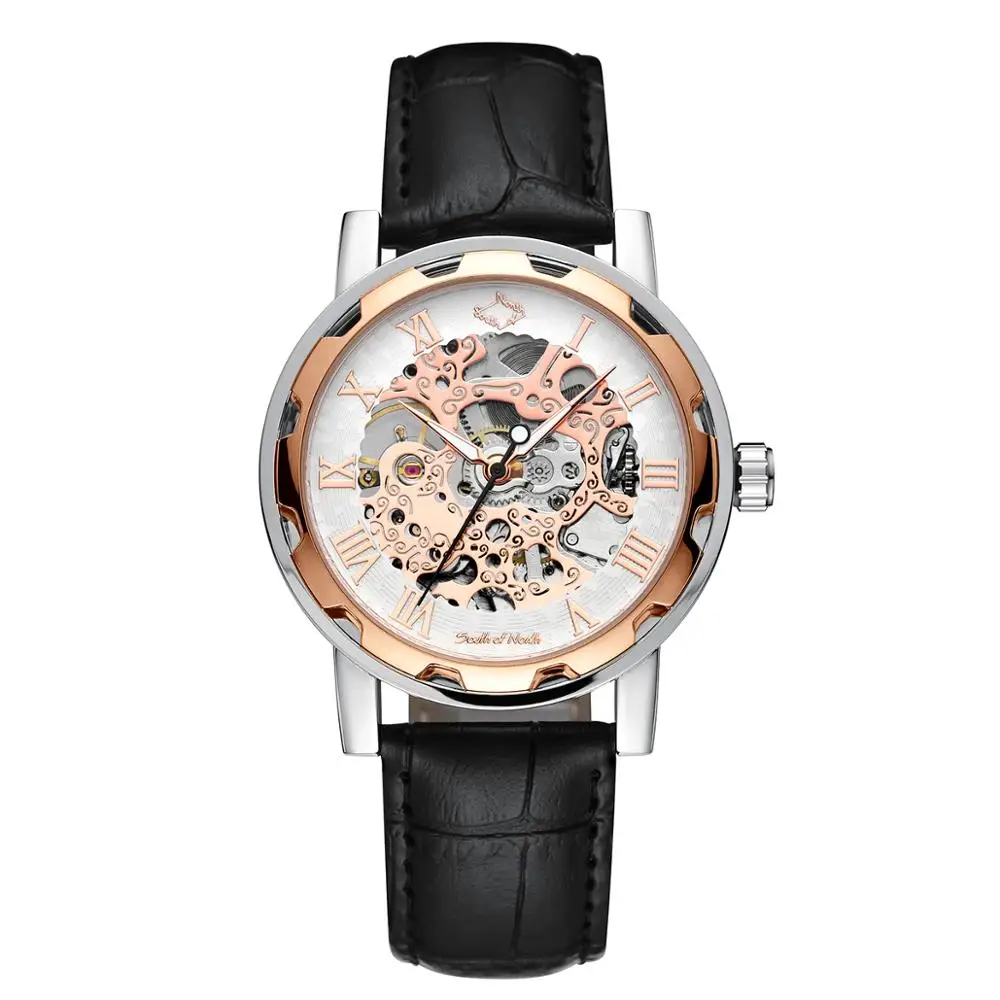 

2020New White Gold Male Clock Men Relogios Skeleton Mens Watches Top Brand Luxury Montre Leather Wristwatch Men Mechanical Watch