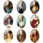 TAFREE Винтажный французский Женский портрет живопись овальной формы 18x25 мм sлот стеклянный кабошон с плоской задней стороной Изготовление ювелирных изделий PE01