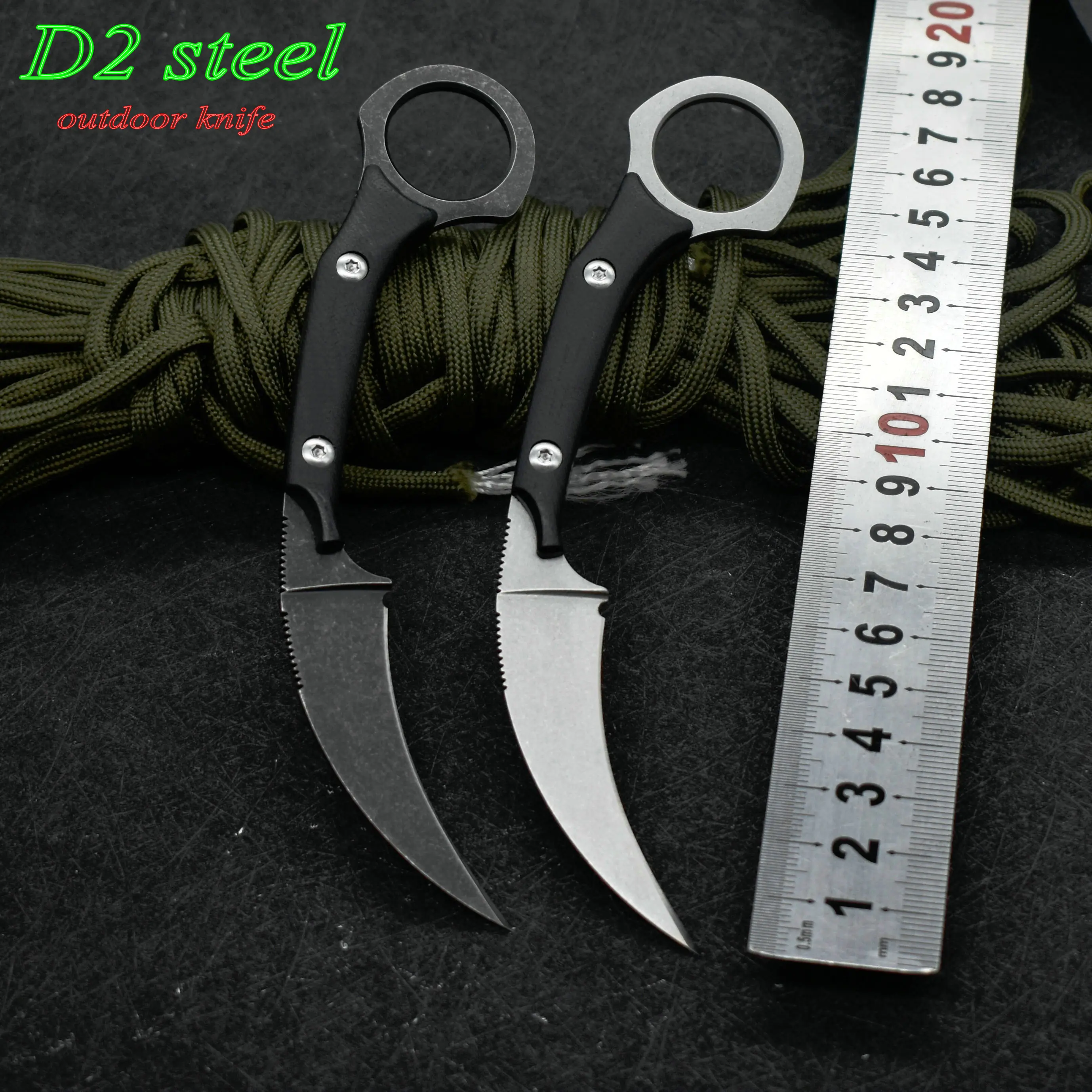 

D2 Steel G10 Handle Karambit Knives Mini Claw Hunting Fighting Camping Tools EDC Tactical Gear Army Knives K Sheath Sharp CSGO