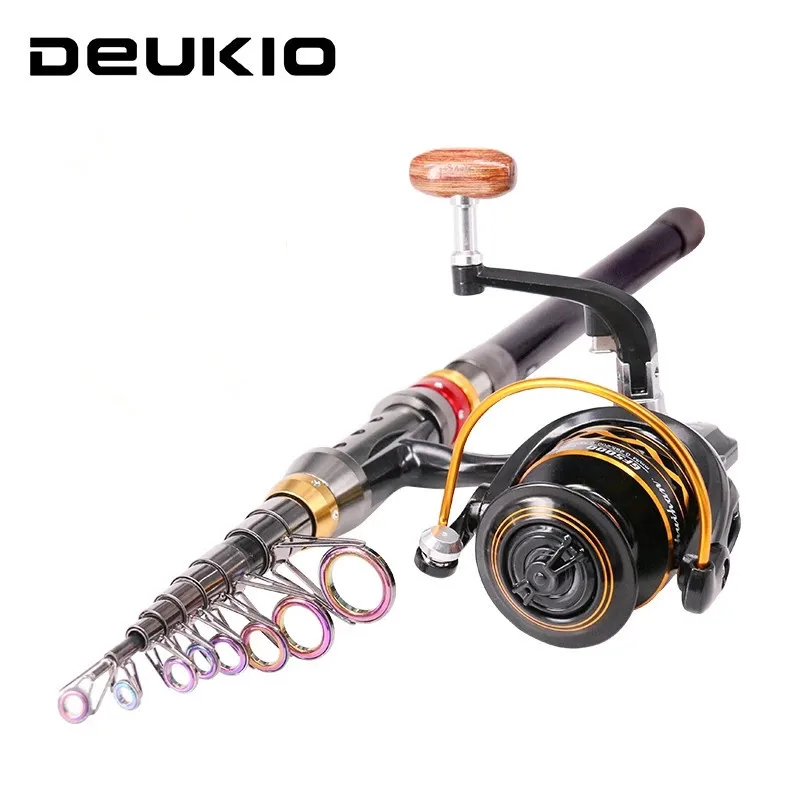 

DEUKIO Fishing New Carbon Fiber Telescopic Fishing Rod Portable Casting Spinning Fishing Pole Travel Sea Boat Rock Fishing Rod