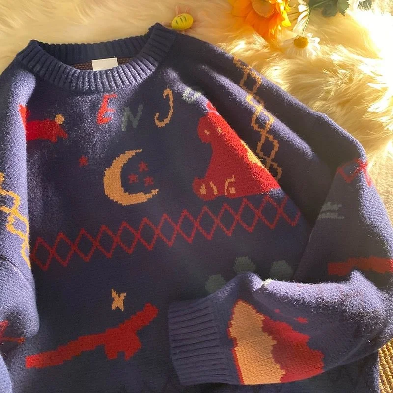 Свитер женский трикотажный в стиле Харадзюку на осень | Женская одежда