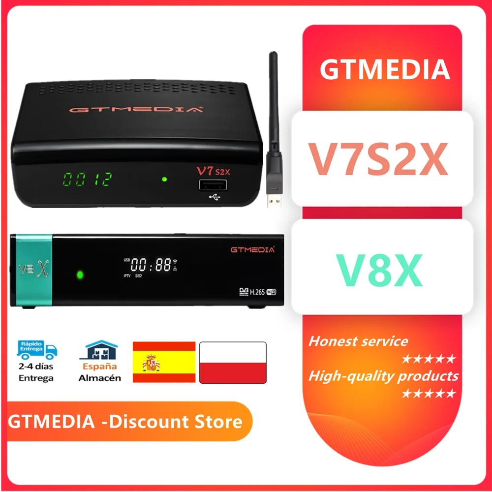 Спутниковый ресивер GTMEDIA V8X H.265 DVB S2 S2X Buildin Wifi CA слот Scart ТВ-приставка GT MEDIA V7S 2X с Usb