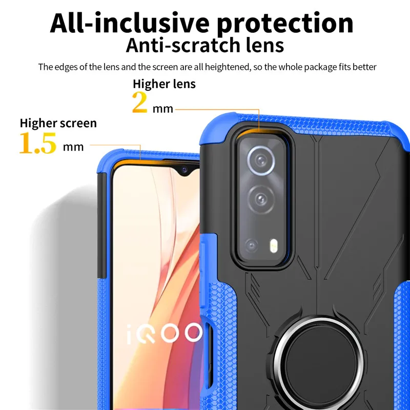 Shockproof Cover For IQOO Z3 Case For IQOO Z3 U1X Vivo Y20S Y20 Y11S Cover Hard Holder Back Protective Bumper For IQOO Z3 Fundas