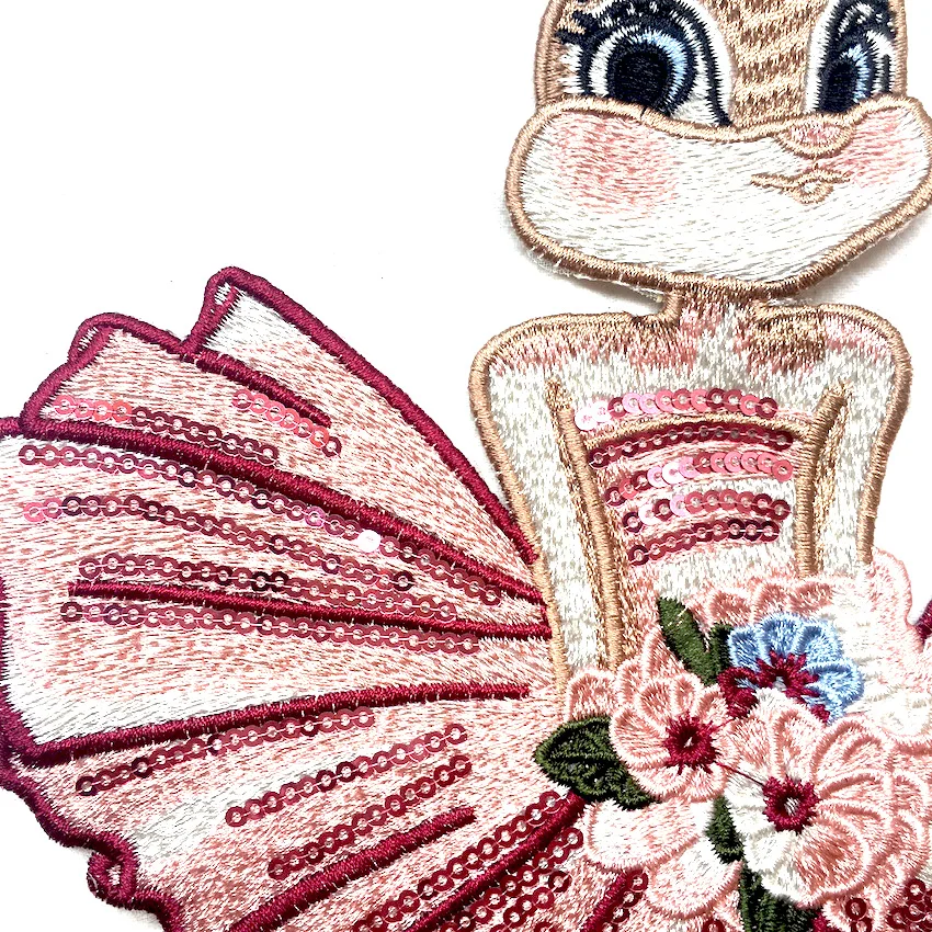 1 шт. розовый кот кролик с мультяшной вышивкой пошив на патчи для аппликация