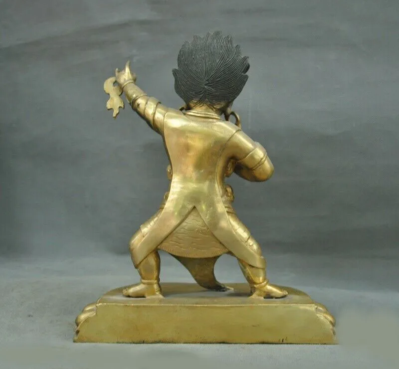 

wedding decoration Tibet Buddhism Bronze Gilt Skull Mahakala Wrathful Deity Buddha Statue