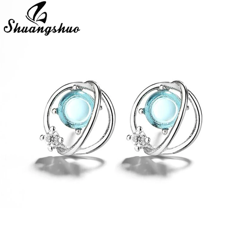 

Shuangshuo New Fashion Fantasy Planet Earrings for Women Girls Crystal Bijou Jewelry Mini Geometric Rhinestone Earing