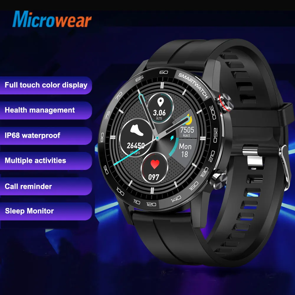 Смарт-часы Microwear L16 360 х360ips ЭКГ артериальное давление фитнес-часы водозащита IP68 BT