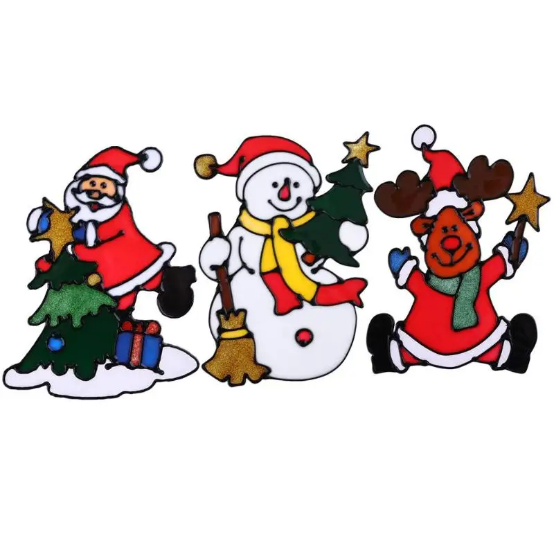 Рождественские силиконовые наклейки на стекла большое окно дверь стена обклеить