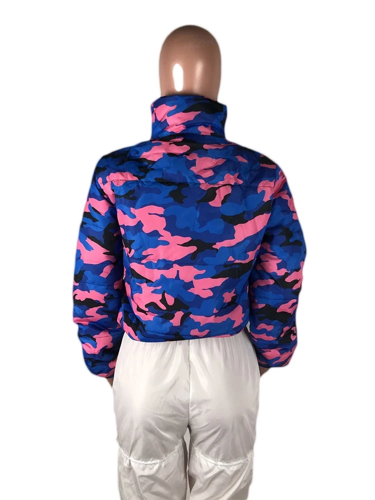 

Joskaa Winter Parkas Women Army Camouflage Print Bread Bubble Coat Short Crop Top Puffer Jacket 2020 New Female Street Plus Size