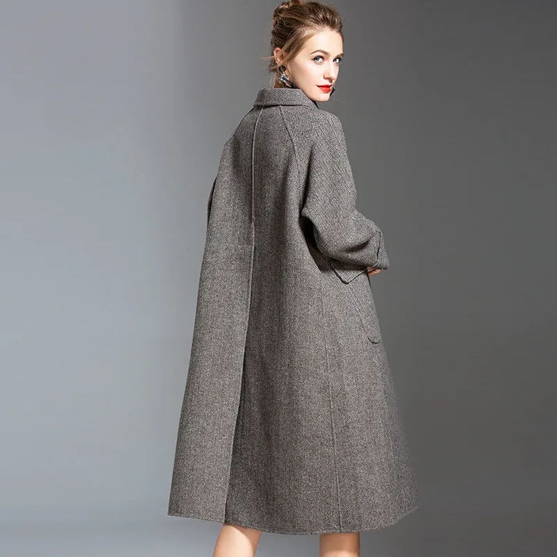 

Новинка Осень-зима 2020 двухстороннее кашемировое пальто женское высококачественное пальто из 100% чистой шерсти длинное шерстяное пальто жен...