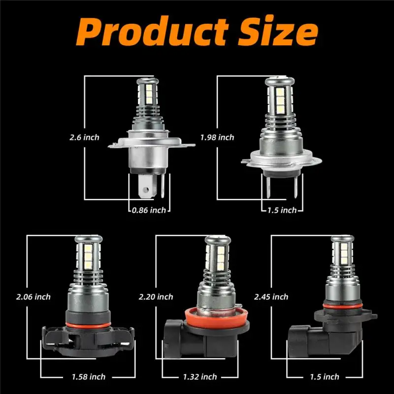 

2xH4 H7 H11 9006 100W 6500K 3030 White DRL Chip 15 LED Fog Light Bulbs Car Goods Led Head Lights Lanos Fog Lights Drop Shipping