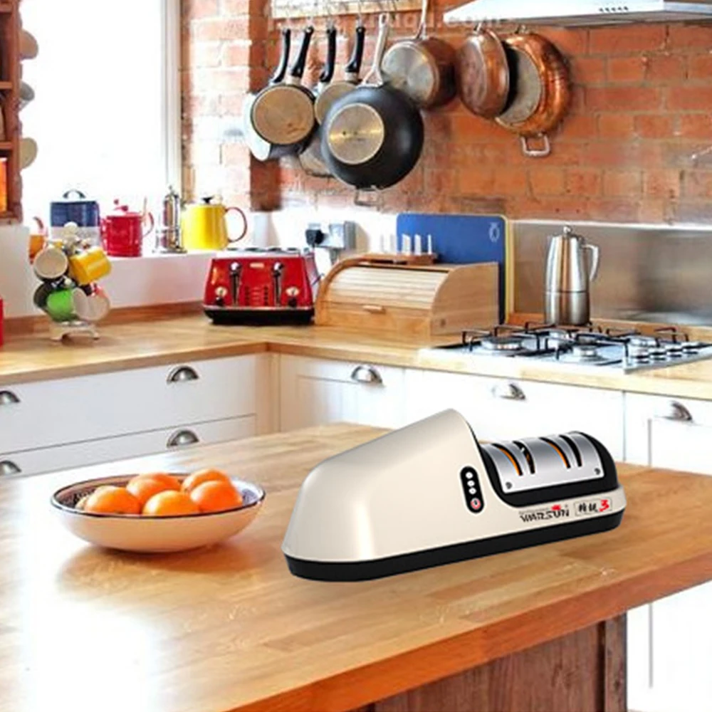 

USB Electric Knife Sharpener Adjustable For Kitchen Knives Tool Knife Scissor Sharpening White medium and fine grinding blade