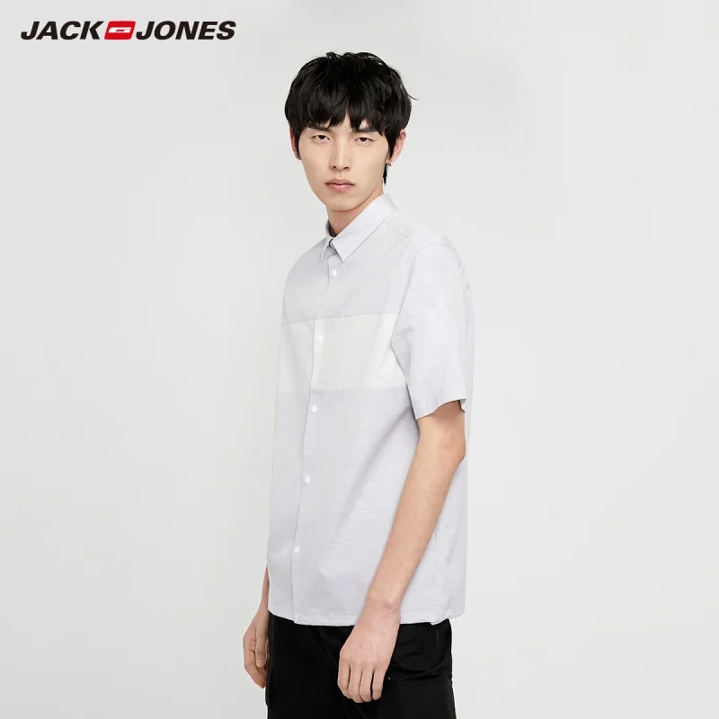 Мужская рубашка с короткими рукавами JackJones свободная контрастная из 100% хлопка