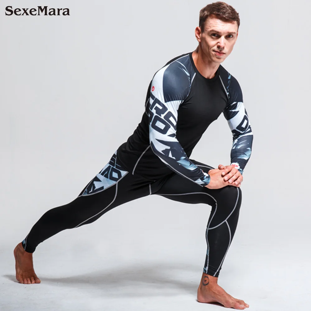 

New Quickly Dry Breathable Sports Suit Gym Shirt Man Fitness Tights Top Soccer Jerseys Running T-Shirt Men's Sportswear Rashgard