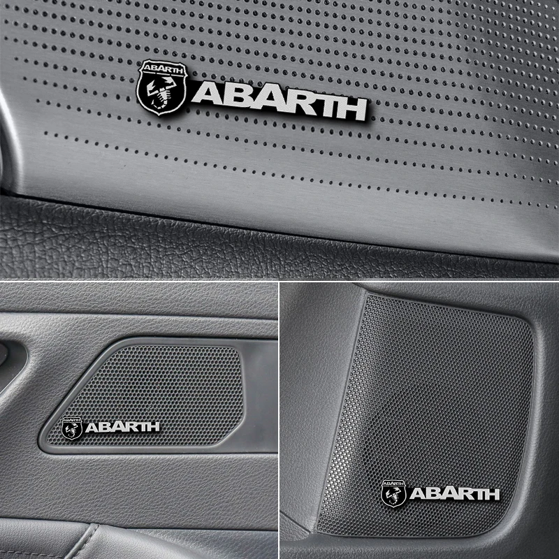 Модификация для fiat abarth 4 шт. алюминиевые декоративные Аудио наклейки