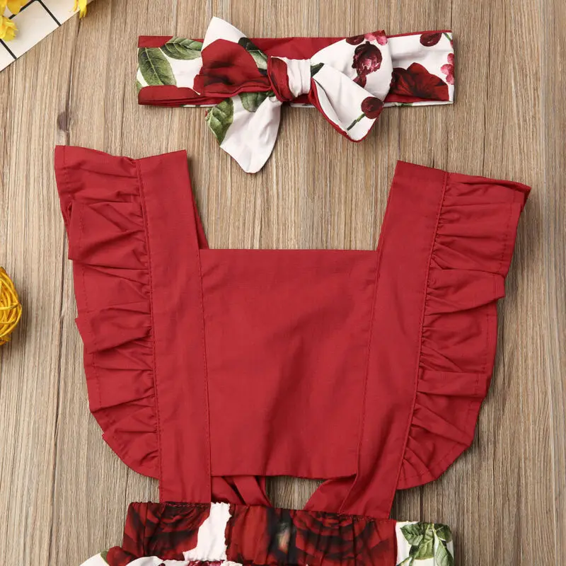 Детские Боди 2019 для малышей новорожденных девочек с цветочным рисунком без