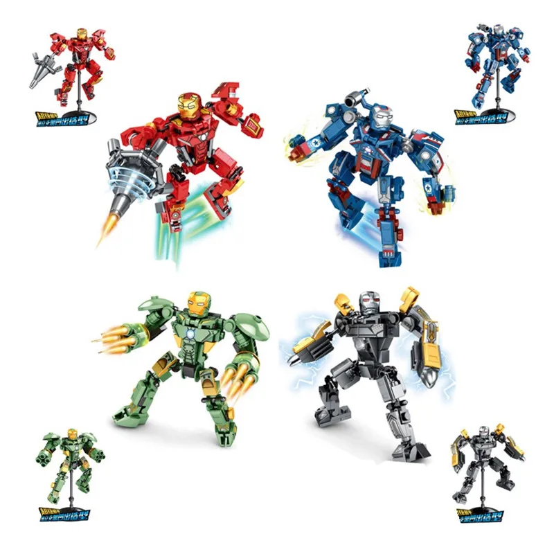 

Super-Heros Mini Iron Man Heavy Mech Armor Model Figures Building Blocks Kids Toys Bricks Doll Gift For Children Boys MOC