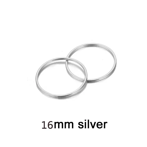 Silver 16mm 20 шт. золотого и серебряного цвета из нержавеющей стали круглое кольцо амулеты для самостоятельного изготовления ювелирных изделий Круглые амулеты кулон подарок на Хэллоуин - Окраска металла: Silver 16mm